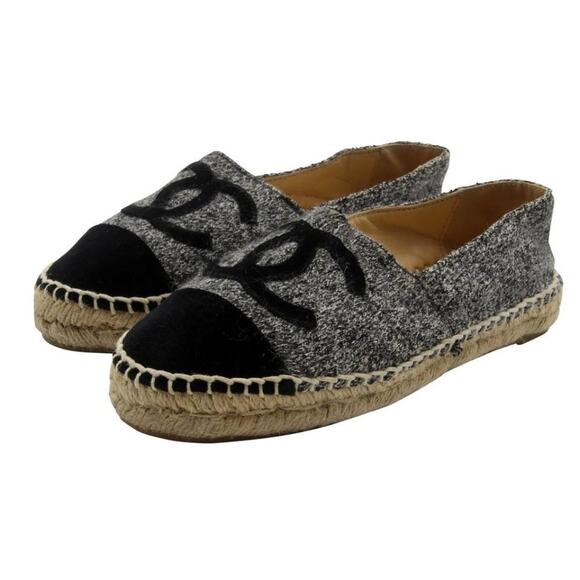 Chanel Woven Espadrille 36 Monogram Cc Cap Toe Flats CC-0505N-0158 - Picture 4 of 10